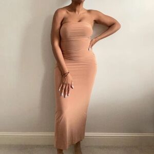 Topshop mocha shapewear bandeau fitted maxi dress